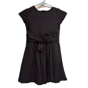 Kate Spade Little Girls Black Fit & Flare Dress w/ Pockets Front Bow 8 8Y